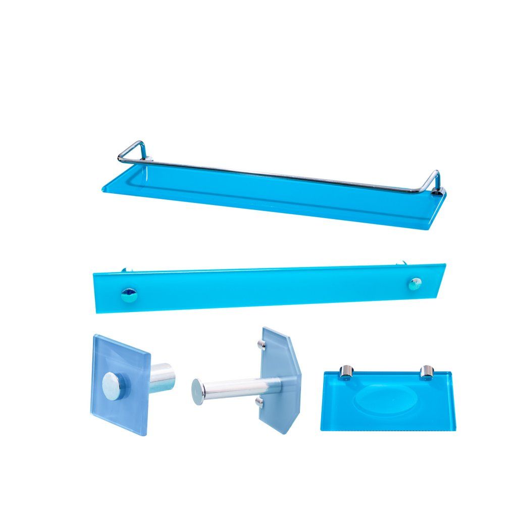 Kit Banho Vildrex Luxo Reto 05 peças - Azul