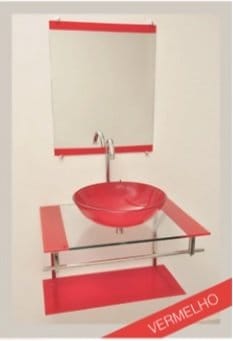 Gabinete Londres Cuba Redonda 42x42 - 2 faixas - Vermelho