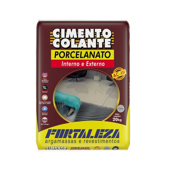 Argamassa Fortaleza porcelanato cinza interno-externo