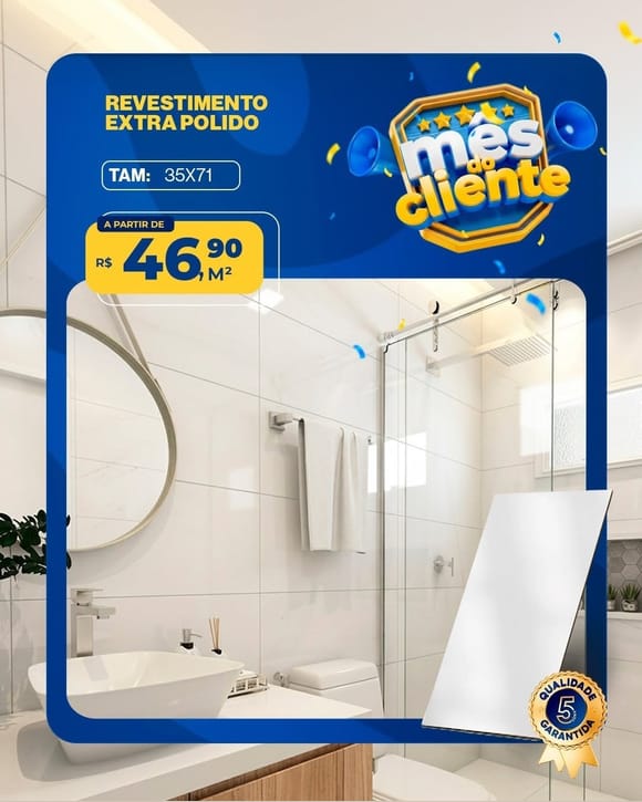 Oferta 13: Revestimento Extra Polido 35x71, a partir de R$ 46,90 por m², à vista